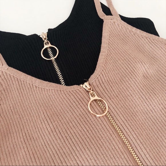 Black Ribbed Midi Zip Dress - Picture 6 of 7